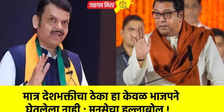 …देशभक्तीचा ठेका हा केवळ भाजपने घेतलेला नाही ; मनसेचा हल्लाबोल !