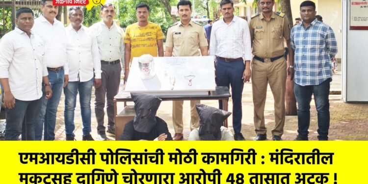 एमआयडीसी पोलिसांची मोठी कामगिरी : मंदिरातील मुकुटसह दागिणे चोरणारा आरोपी ४८ तासात अटक !