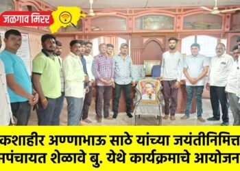 लोकशाहीर अण्णाभाऊ साठे यांच्या जयंतीनिमित्त ग्रामपंचायत शेळावे बु. येथे कार्यक्रमाचे आयोजन !