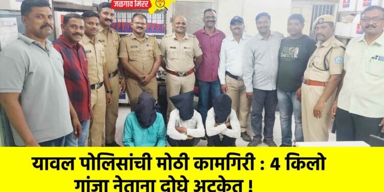 यावल पोलिसांची मोठी कामगिरी : ४ किलो गांजा नेताना दोघे अटकेत !