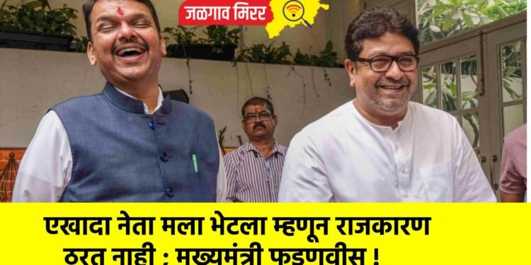 एखादा नेता मला भेटला म्हणून राजकारण ठरत नाही ; मुख्यमंत्री फडणवीस !