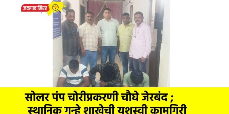 सोलर पंप चोरीप्रकरणी चौघे जेरबंद ; स्थानिक गुन्हे शाखेची यशस्वी कामगिरी
