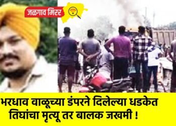 भरधाव वाळूच्या डंपरने दिलेल्या धडकेत तिघांचा मृत्यू तर बालक जखमी !