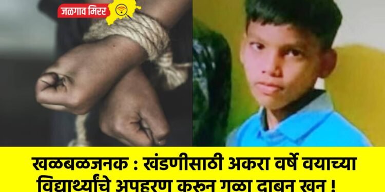 खळबळजनक : खंडणीसाठी अकरा वर्षे वयाच्या विद्यार्थ्यांचे अपहरण करून गळा दाबून खून !