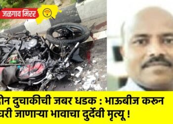 दोन दुचाकीची जबर धडक : भाऊबीज करून घरी जाणाऱ्या भावाचा दुर्देवी मृत्यू !