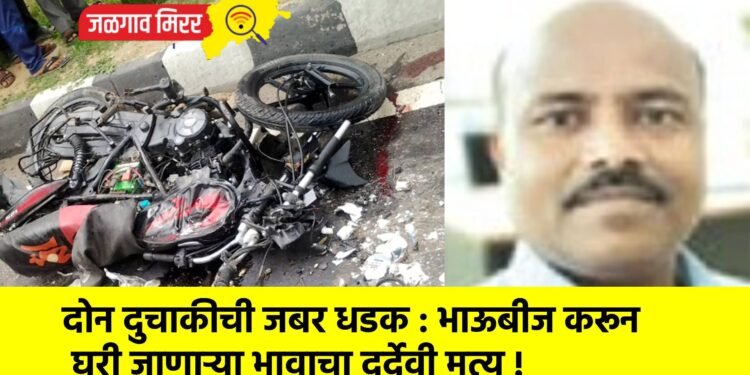 दोन दुचाकीची जबर धडक : भाऊबीज करून घरी जाणाऱ्या भावाचा दुर्देवी मृत्यू !