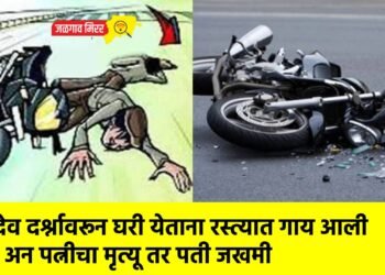 देव  दर्शनावरून घरी येताना रस्त्यात गाय आली अन पत्नीचा मृत्यू तर पती जखमी