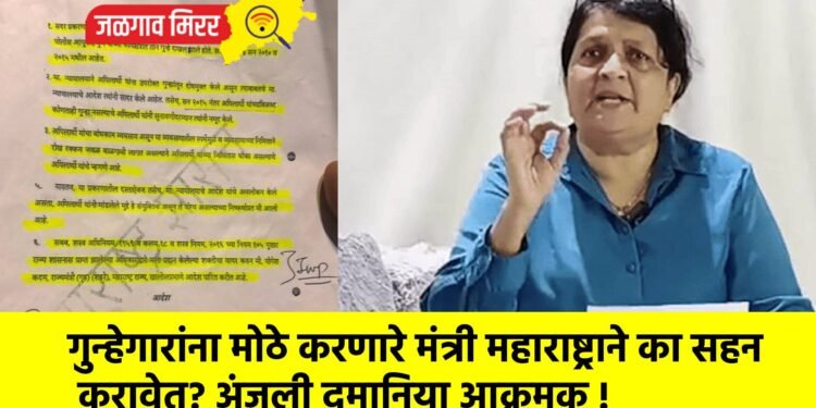 गुन्हेगारांना मोठे करणारे मंत्री महाराष्ट्राने का सहन करावेत? अंजली दमानिया आक्रमक !