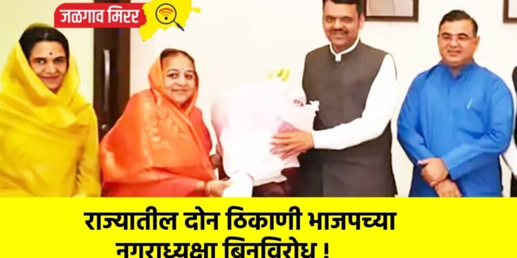 राज्यातील दोन ठिकाणी भाजपच्या नगराध्यक्षा बिनविरोध !