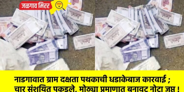 नाडगावात ग्राम दक्षता पथकाची धडाकेबाज कारवाई ; चार संशयित पकडले, मोठ्या प्रमाणात बनावट नोटा जप्त !