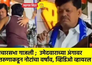 प्रचारसभा गाजली ;  उमेदवाराच्या अंगावर तरुणाकडून नोटांचा वर्षाव, व्हिडिओ व्हायरल !