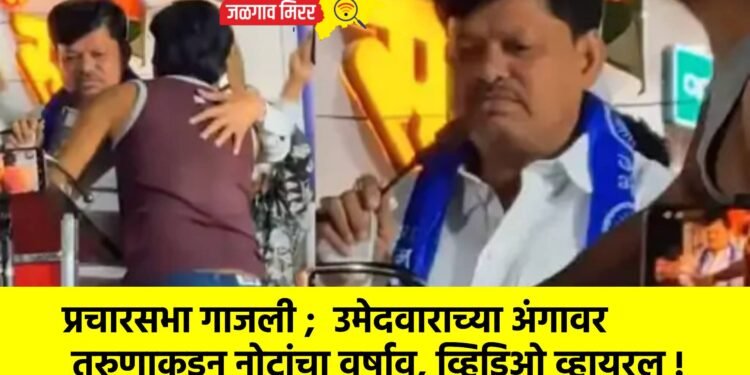 प्रचारसभा गाजली ;  उमेदवाराच्या अंगावर तरुणाकडून नोटांचा वर्षाव, व्हिडिओ व्हायरल !