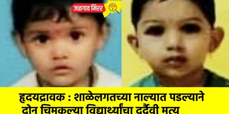 हृदयद्रावक : शाळेलगतच्या नाल्यात पडल्याने दोन चिमुकल्या विद्यार्थ्यांचा दुर्दैवी मृत्यू