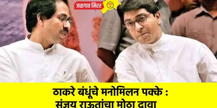 ठाकरे बंधूंचे मनोमिलन पक्के : संजय राऊतांचा मोठा दावा