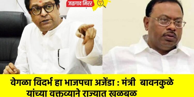 वेगळा विदर्भ हा भाजपचा अजेंडा : मंत्री  बावनकुळे यांच्या वक्तव्याने राज्यात खळबळ