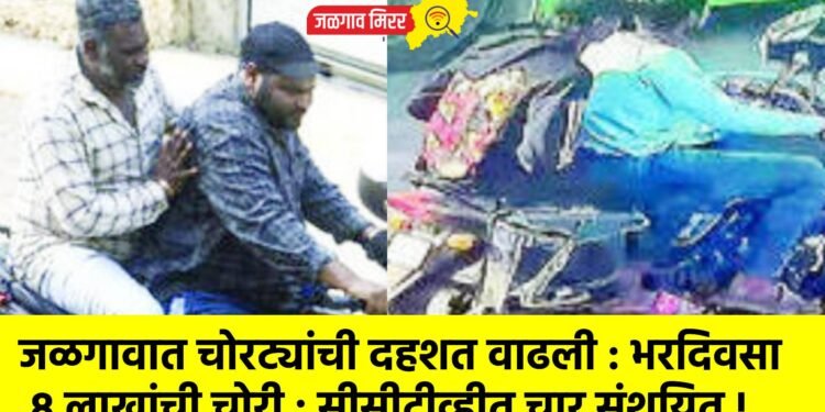 जळगावात चोरट्यांची दहशत वाढली : भरदिवसा ८ लाखांची चोरी : सीसीटीव्हीत चार संशयित !