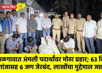 जळगावात अंमली पदार्थांवर मोठा प्रहार; ६३ किलो गांजासह ६ जण जेरबंद, लाखोंचा मुद्देमाल जप्त