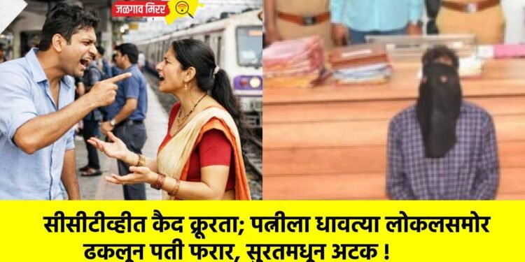 सीसीटीव्हीत कैद क्रूरता; पत्नीला धावत्या लोकलसमोर ढकलून पती फरार, सुरतमधून अटक !