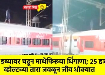 रेल्वे डब्यावर चढून माथेफिरूचा धिंगाणा; २५ हजार व्होल्टच्या तारा जवळून जीव धोक्यात