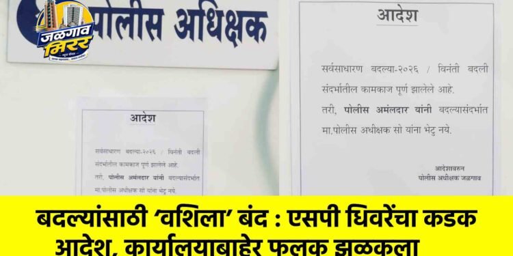 बदल्यांसाठी ‘वशिला’ बंद : एसपी धिवरेंचा कडक आदेश, कार्यालयाबाहेर फलक झळकला