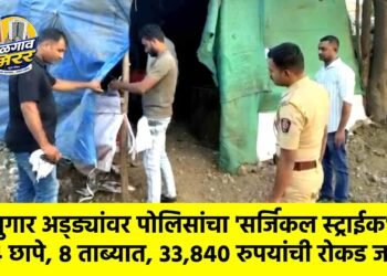 जुगार अड्ड्यांवर पोलिसांचा ‘सर्जिकल स्ट्राईक’ : ४ छापे, ८ ताब्यात, ३३,८४० रुपयांची रोकड जप्त !