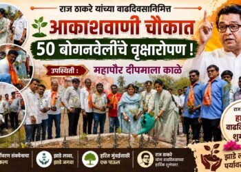 राज ठाकरे यांच्या वाढदिवसानिमित्त आकाशवाणी चौकात ५० बोगनवेलींचे वृक्षारोपण ; महापौरांची उपस्थिती !