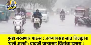 पुन्हा बरसणार पाऊस : जळगावसह सात जिल्ह्यांना ‘यलो अलर्ट’; वादळी वाऱ्यासह विजांचा इशारा !