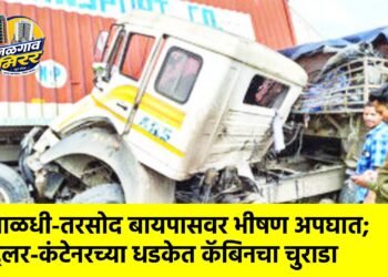 पाळधी-तरसोद बायपासवर भीषण अपघात; ट्रेलर-कंटेनरच्या धडकेत कॅबिनचा चुराडा