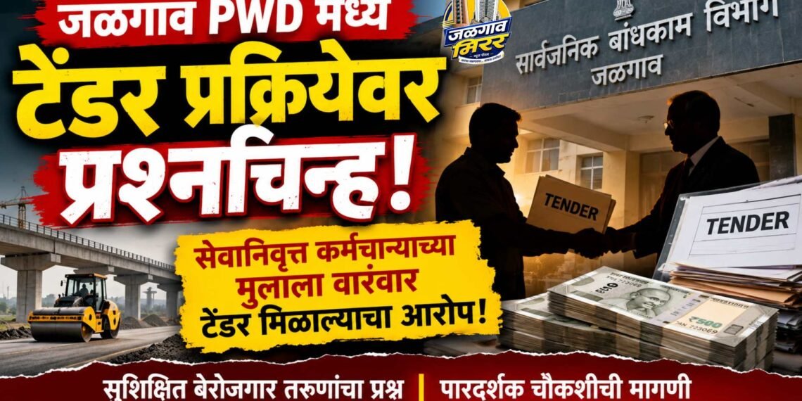 जळगाव सार्वजनिक बांधकाम विभागातील टेंडर प्रक्रियेवर प्रश्नचिन्ह; सेवानिवृत्त कर्मचाऱ्याच्या मुलाला वारंवार कामे?