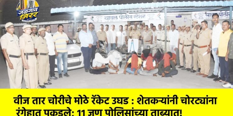 वीज तार चोरीचे मोठे रॅकेट उघड : शेतकऱ्यांनी चोरट्यांना रंगेहात पकडले; ११ जण पोलिसांच्या ताब्यात!