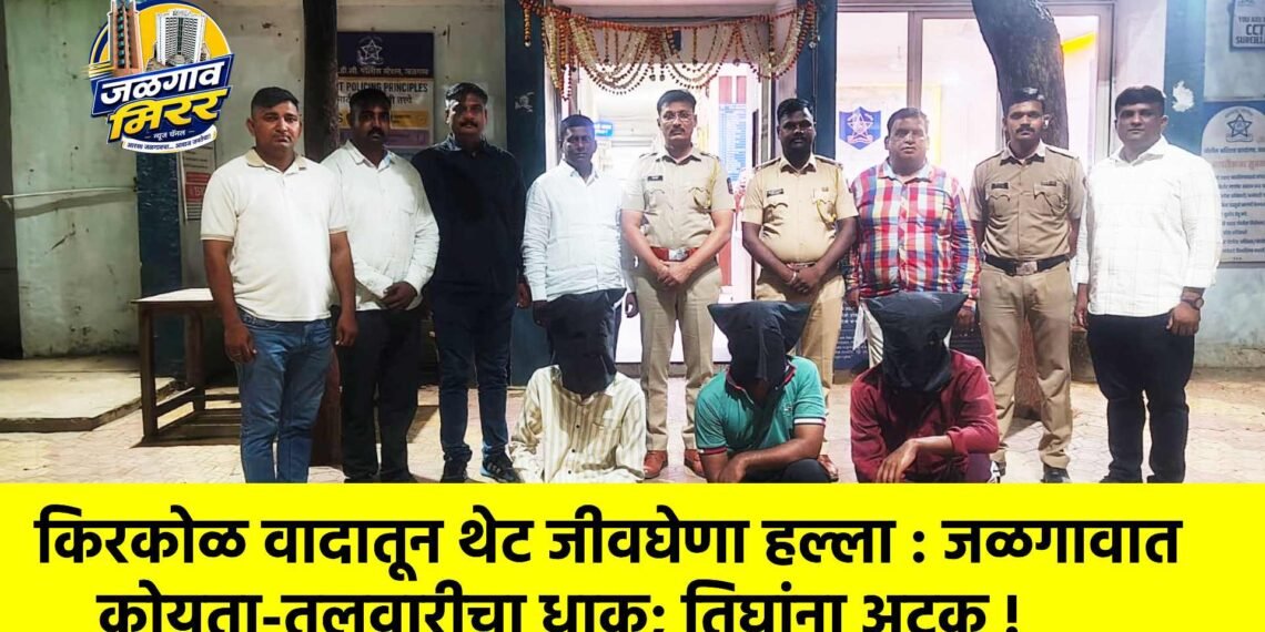 किरकोळ वादातून थेट जीवघेणा हल्ला : जळगावात कोयता-तलवारीचा धाक; तिघांना अटक !