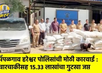 पिंपळगाव हरेश्वर पोलिसांची मोठी कारवाई : चारचाकीसह १५.३३ लाखांचा गुटखा जप्त
